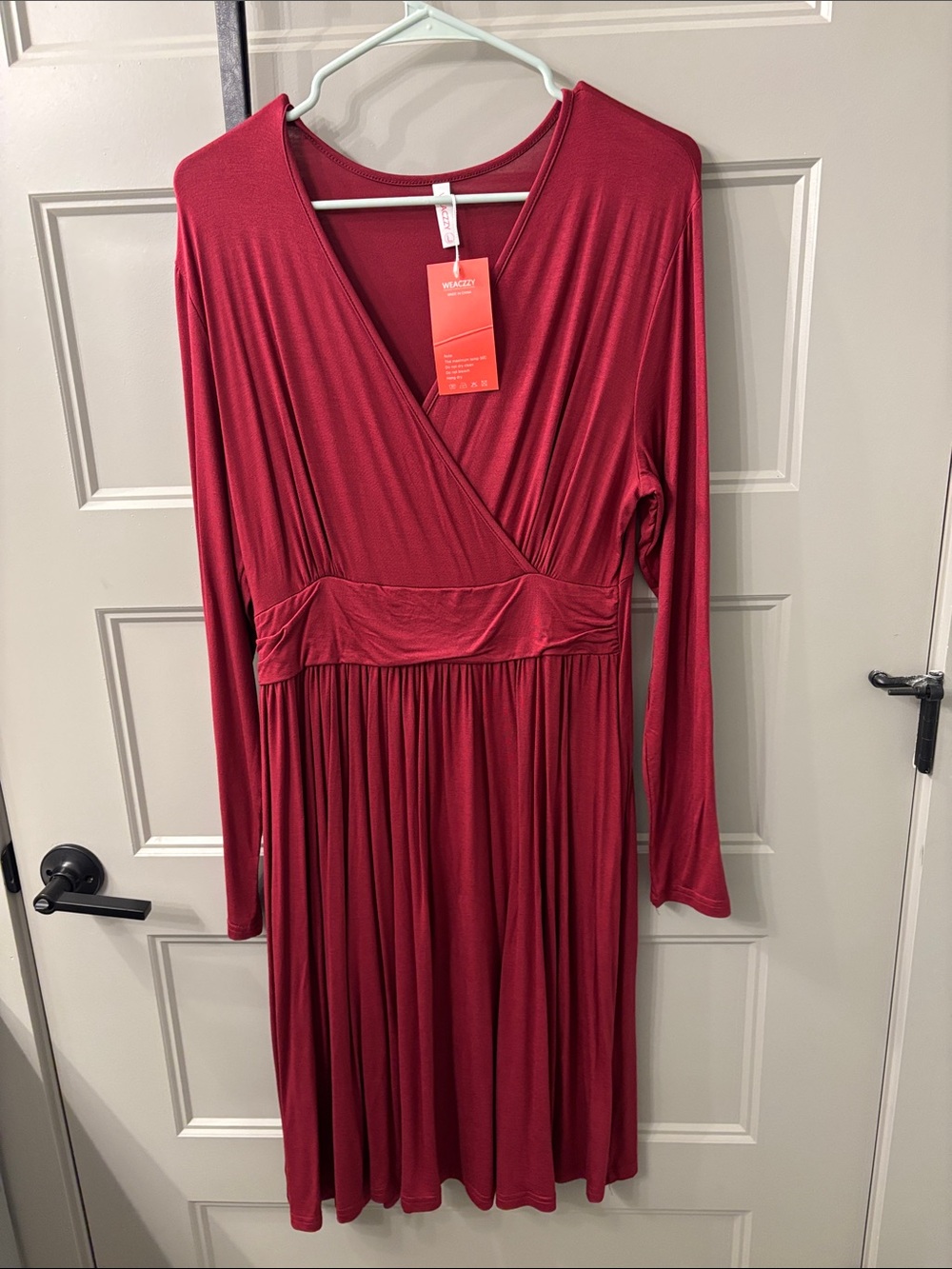 Vermilion Wrap-Front Long Sleeve Dress by